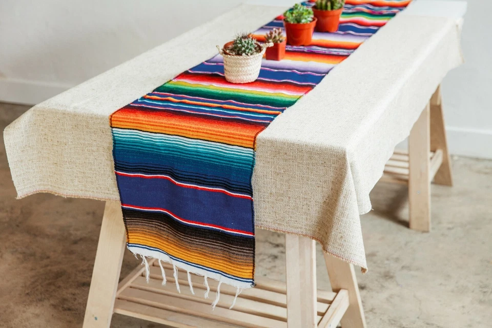 FIESTA MULTI Azul Real MESA CORREDOR SUROESTE 14"x72" Serape Fiesta Decoración Foto 1 de 1