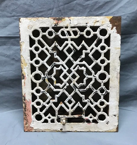 Antique Cast Iron Shabby Victorian Heat Grate Wall Register 8x10 VTG Old 256-23B Cover