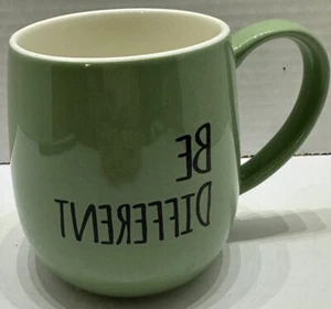 Vintage~Be Different~Spelled Backwards Green Coffee Tea Coco Mug Cup 12oz - Picture 1 of 6