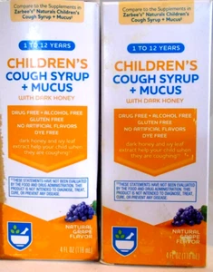 childrens cough syrup mucus with dark honey grape 4 fl oz 2-PACK - Picture 1 of 2