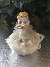 *Rare* Vintage Half Doll  Girl Figurine Porcelain Trinket Powder Box