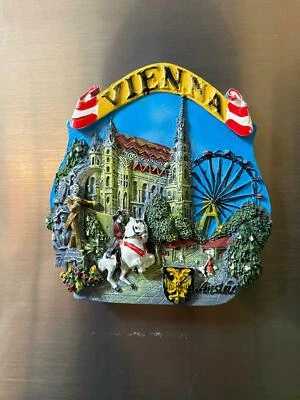 Vintage Ceramic Art Painting Decorate Refrigerator Magnets  2.5"x 2.5" VIENNA  - Image 1 of 4