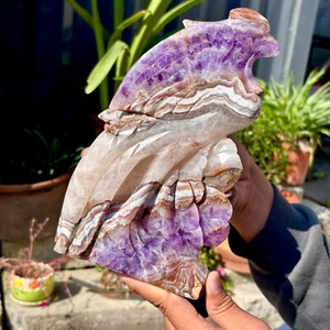 3.3LB Natural agate, amethyst, phoenix statue, quartz crystal carving - Picture 1 of 15