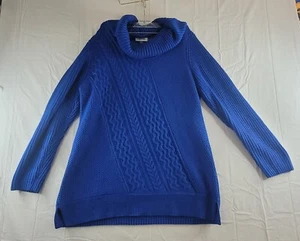 Calvin Klein Turtleneck Cable Knit Pullover Sweater Womens Size Large Blue - Picture 1 of 16