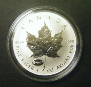 2015 Canada $5 1oz Silver Maple Leaf E=MC2 Privy Mark Reverse Proof Bullion coin - Picture 1 of 2