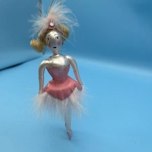 De Colección De Carlini Italia Bailarina Plumas Rosa Tutú Adorno Navidad - Imagen 1 de 8