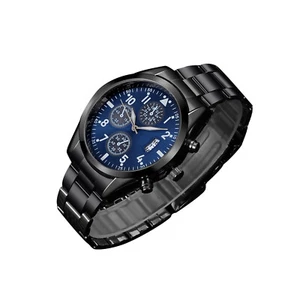 Classic Men's Fashion Calendar Quartz Watch Stainless Steel Band Luminous Watch - Picture 1 of 15