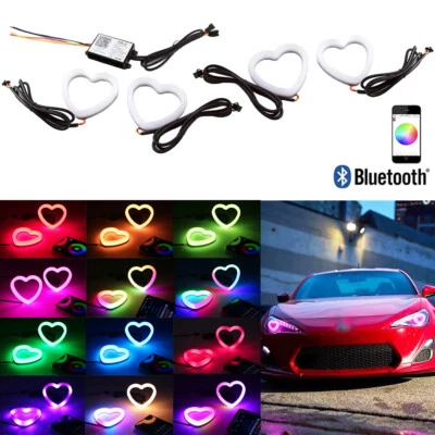 Bluetooth Dynamic Flow Chasing RGB Heart Halo Dream Color Angel Eyes for Nissan - Image 1 of 4