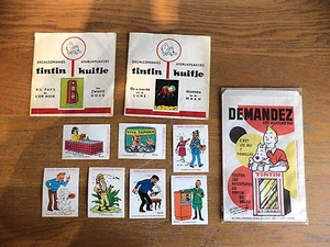 12 anciens documents papier TINTIN RARE decalco+sachet+auto collant pub - Picture 1 of 3