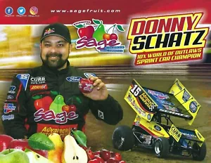 2022 DONNY SCHATZ "SAGE FRUIT 10X CHAMP" #15 NASCAR SPRINT CAR HANDOUT POSTAL - Imagen 1 de 2