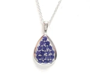 NATÜRLICHER AAA TANSANIT ANHÄNGER OVAL TROPFEN BIRNENCLUSTER ANHÄNGER STERLINGSILBER - Bild 1 von 3
