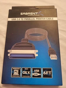 (2) New Sabrent USB 2.0 To Parallel Printer Cable CB-CN36 6 Ft. - Picture 1 of 2