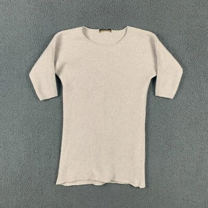 AUTOGRPAH M&S Jumper Womens UK 10 Cream 100% Cashmere Tunic Ribbed 3/4 Sleeves - Picture 1 of 9