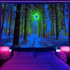 Snow Forest Dawn Travel Large Wall Art Poster Blacklight Tapestry UV Reactive