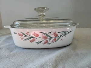 Corning Ware Corelle Rosemarie Pink Tulip 1 Liter Kasserolle A-1-B mit Glasdeckel - Bild 1 von 6