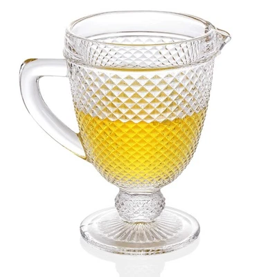 Jarra de vidrio con caño 34 oz. Jarra transparente para servir con diamante en relieve Pa... Foto 1 de 4
