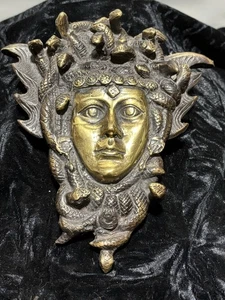 Head Of Medusa Statue Brass Bronze Wall Display Greek Mythology 7” Décor - Picture 1 of 23