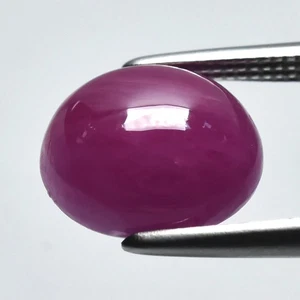 💎 3.87ct 9x8mm Oval Cabochon Purplish Red Ruby - Unheated, Africa Gemstone - Picture 1 of 4