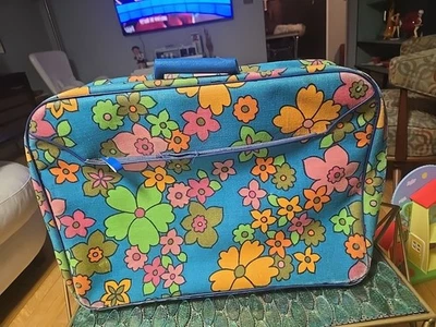 Maleta Floral Vintage Años 60 70 Retro Mod Equipaje de Viaje Flower Power Japón  Foto 1 de 4