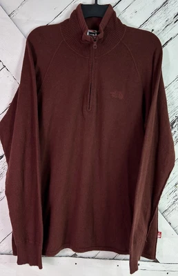 THE NORTH FACE Men's Large Wool Blend Outside Seams Sweater 1/2 Zip Maroon Red - Image 1 of 4
