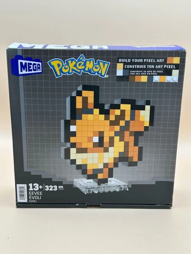 MEGA Pokemon Eevee 323 Piece Building Set with 1 Pixelated Retro Figure