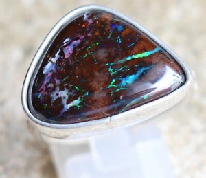 Boulder Opal - 15.1 Karat - 925er Silberring - Size: 19,1  / 60 mm/US Size 9 - Bild 1 von 14