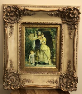 Antique Original Family Portrait Oil Painting by Artist E. Hartman, Gilt Frame - Picture 1 of 12