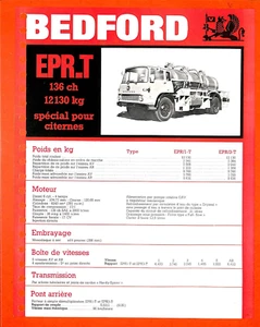 BEDFORD TRUCKS / EPR - T 136 CV SPÉCIAL POUR CITERNES / FICHE TECHNIQUE - Bild 1 von 2