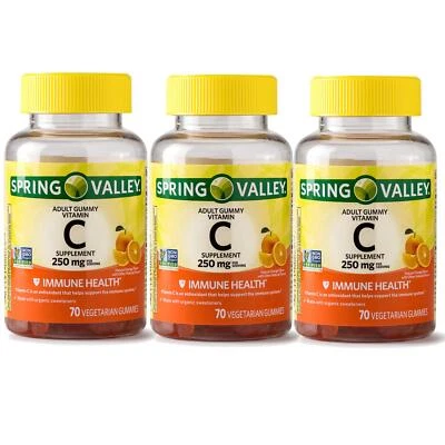 SPRING VALLEY Gomas Adultas Vitamina C, 250MG, Pacote com 3, 70 Gomas Cada - Imagem 1 de 3