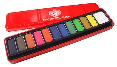 12 WATERCOLOUR BLOCKS PAINTS PANS ARTIST METAL TIN SET ASSORTED COLOURS Z1000 - Image 1 of 3