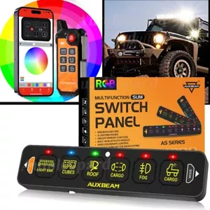 Panel de interruptores Auxbeam 6 velocidades RGB AS600 para camión SUV UTV ATV marina RV cámper furgoneta - Imagen 1 de 12