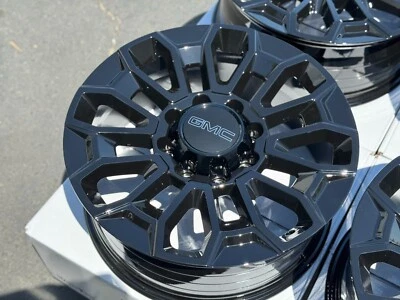 22" Wheels 22x9 8x180 Rims 2500 3500 GMC Sierra HD Set of 4 Gloss Black - Image 1 of 4