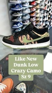 NIKE DUNK LOW RETRO CRAZY CAMO SZ 9 AUTHENTIC VINTAGE RARE HUNTING DH0957 - 001 - Picture 1 of 5