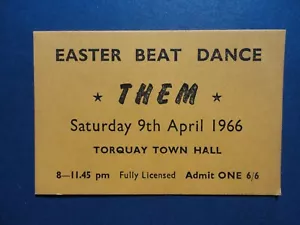 Them Konzertkarte 9. April 1966 Town Hall Torquay England - Bild 1 von 2