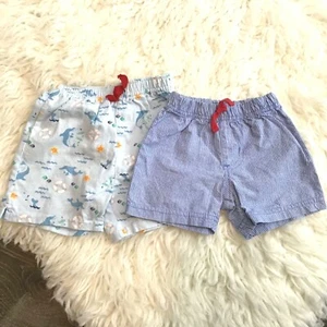 Lot of 2 Boys Shorts Small Wonders Carter’s Blue Nautical Striped 6-9 months - Picture 1 of 6