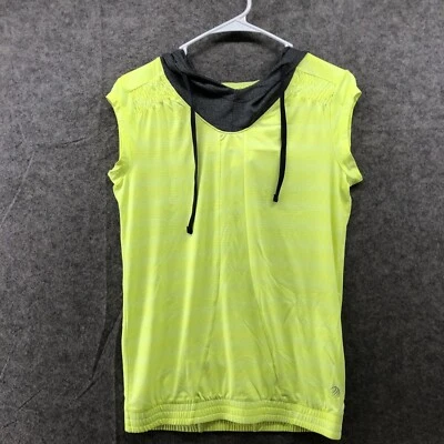 MPG Sleeveless Hoodie Top Womens S Neon Yellow Gray Pullover Active Running - Image 1 of 4