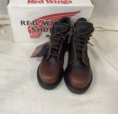 Great RED WING 美国制造 1679 棕色皮革女式工作靴全新带盒 — 第 1/4 张图片