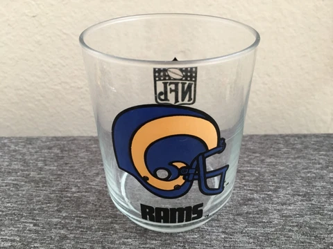 Vtg LA Rams Mobil Gas 1980s Los Angeles 12OZ Glass 4” 80s Cover