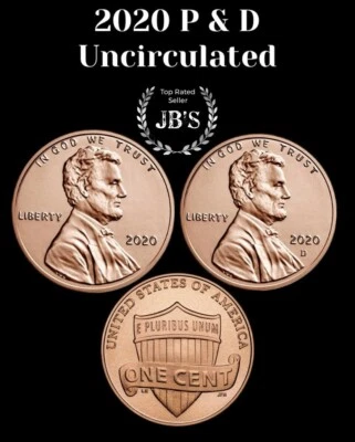 2020-P&D Lincoln Shield Cent (2) Penny Set - BRILLIANT UNCIRCULATED (BU) - Image 1 of 3