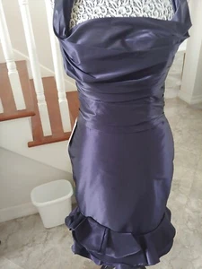 Dark Purple Silky Taffeta Prom Bridal Dress with Tags Size 8 - Picture 1 of 3