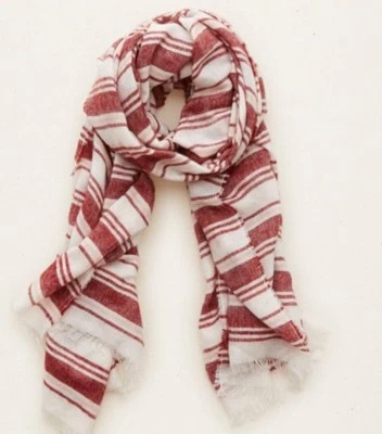 Aerie American Eagle AEO Manta Oblonga Bufanda Muselina Suave Borgoña Blanco - Nueva con Etiquetas Foto 1 de 4