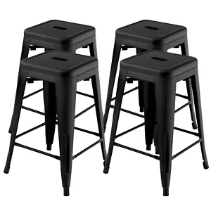 24" Set of 4 Tolix Style Barstool Counter Height Metal Bar Stool Stackable Chair - Picture 1 of 10