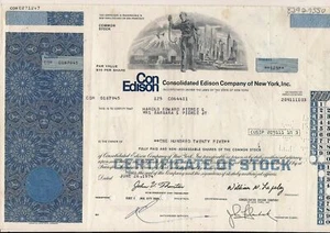 Stock certificate Consolidated Edison Twin Towers World Trade Center blue - Picture 1 of 1