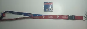 Philadelphia Phillies Premium 24" Long 2 Tone Breakaway ID Holder & Earrings - Picture 1 of 7