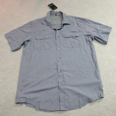 ExOfficio Shirt Large Gray Solid Short Sleeve Tercena NEW - Image 1 of 4