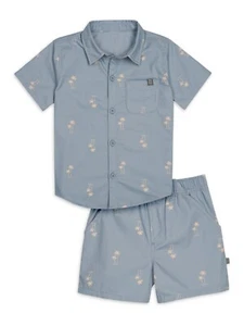 Modern Moments by Gerber Toddler Boy Woven Shirt and Short Set-Dusty Blue-18M - Picture 1 of 7