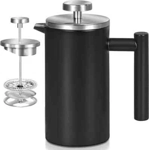 34 Unzen French Press Kaffeemaschine 304 Qualität Edelstahl Isoliert Kaffee Schwarz - Bild 1 von 10