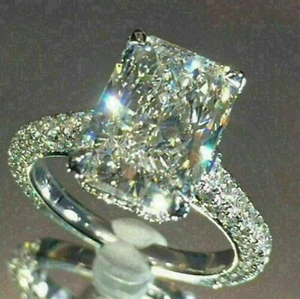 5Ct Lab Created Diamond Solitaire Women Engagement Ring 14K White Gold Finish - Picture 1 of 5