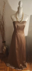 Davids Bridal Strapless Satin Gown Latte Size 10 - Picture 1 of 5