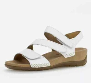 Sandalias Gabor para mujer UK 8 EU42 de cuero blanco gancho y lazo tacón de cuña bajo punta abierta - Imagen 1 de 6